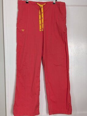 Med Couture Women's Scrub Pants Coral Pink Size Medium E-Z Flex 8705 Drawstring